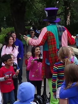 Matty holds court on a bridge at the Bendigo Easter festival