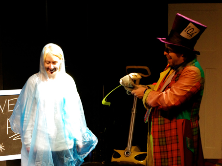 The vomint bunny (with some help from Matt) says hello to an audience member