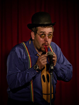 Mute Matt blows his whistle to the music